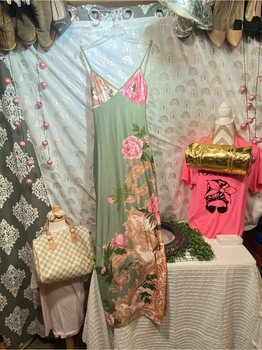 Delicate Slip Dress with Pink Floral Print